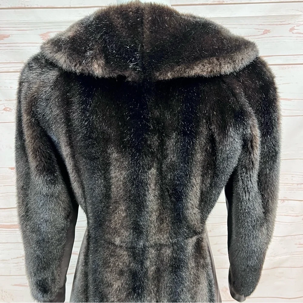 Vintage Russian Princess Leather Faux Fur Corset Penny Lane Coat